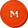 oranje ronde jeton met speciaal gat in de vorm van letter M